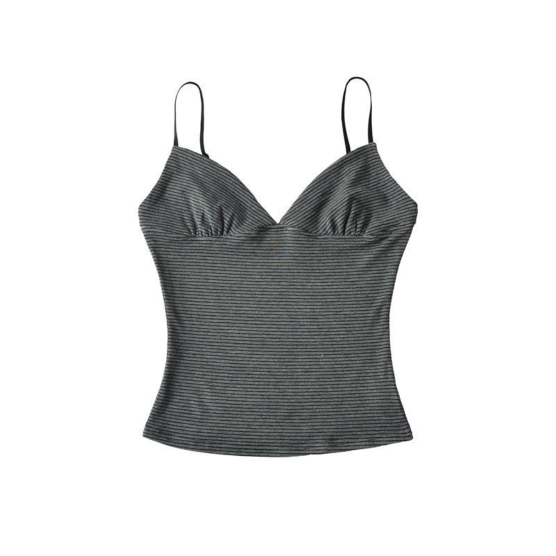 Spicy V-Neck Striped Camisole: Summer 2026 Slim-Fit Sleeveless Crop Top