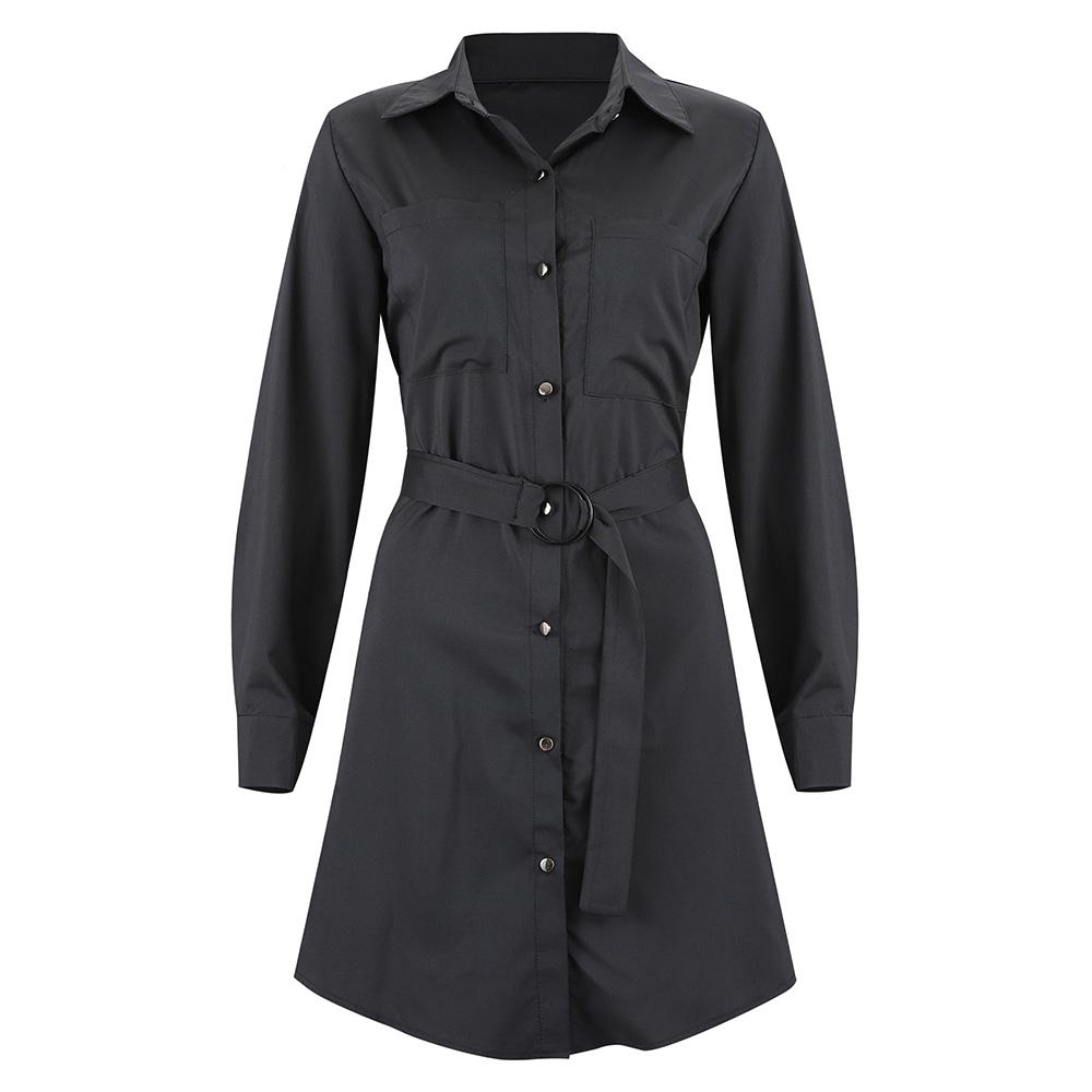 Long Sleeve Shirt Dress Slim Fit Dress 