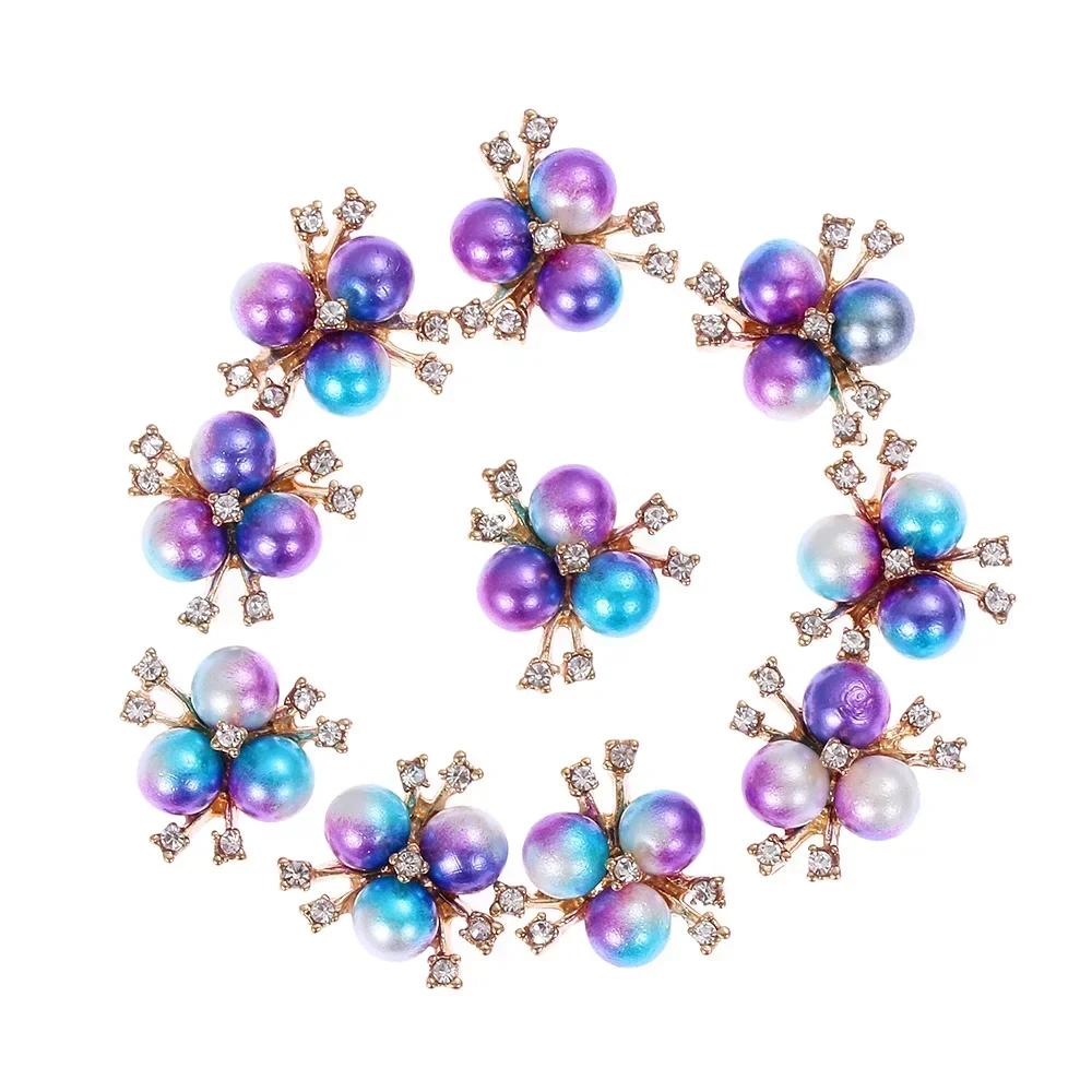 Boutons Strass Fleur 25 mm Bouton Perle Vêtements DIY Alliage Diamant Cryustal Accessoires Noeud Vêtement Décoratif Couture