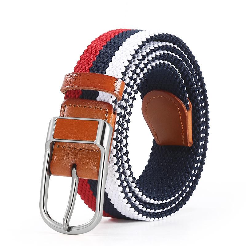 Men'S Elastic Belt Women'S Nylon Elastic Pin Buckle Casual Leather Woven Belt