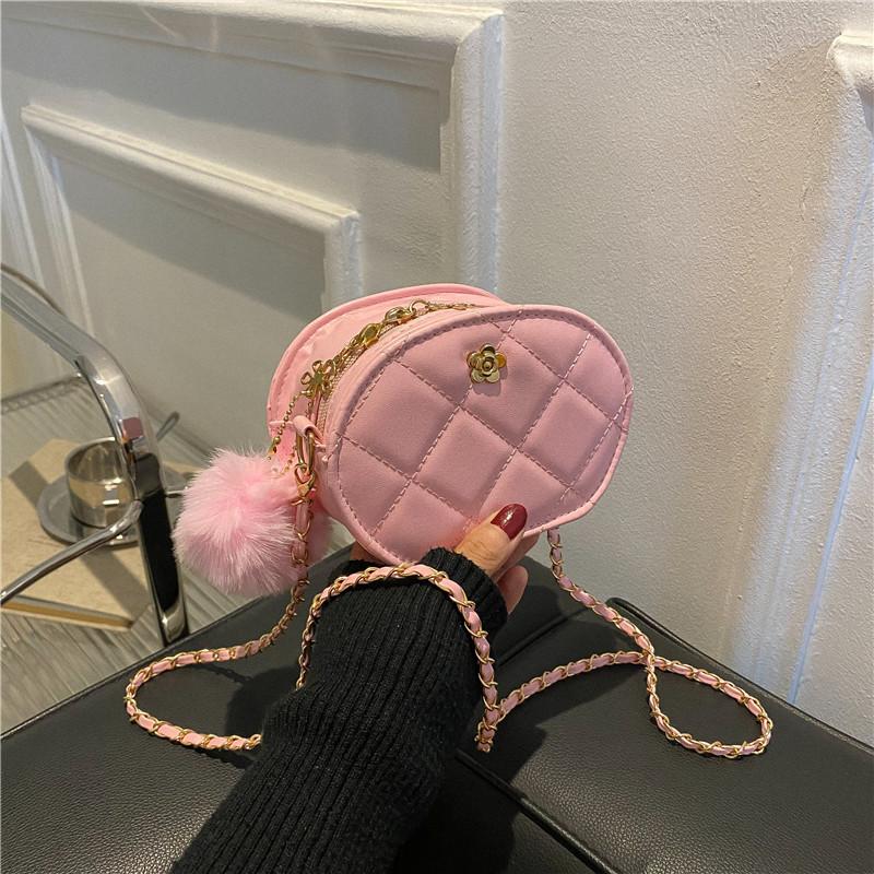 Rhombus embroidery thread small bag women's 2025 early autumn new casual fashion chain single shoulder solid color crossbody oval bag