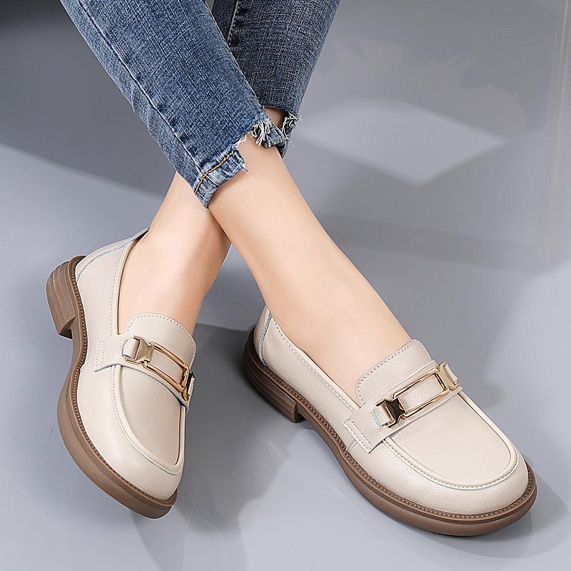 Loafers Women Shoes New In Fashion Luxury Designer Platform Thick Bottom Height Increasing Shoes Metal Chain Slip On Dress Shoes