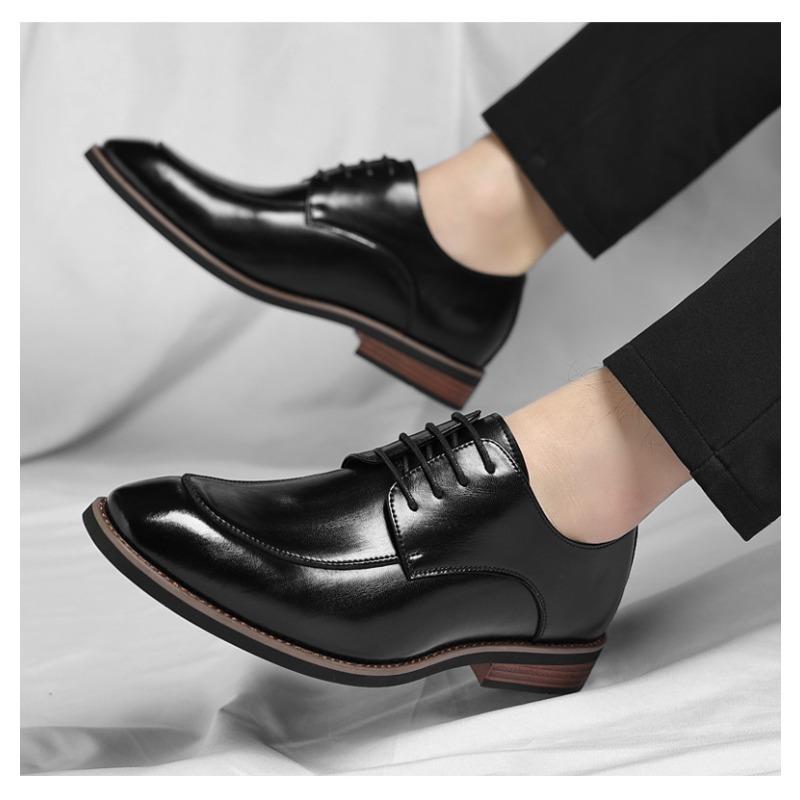 Klassische Italienische Luxusmarke Herren Elegante Schwarze Anzugschuhe Authentisch Echtes Leder Schnürung Oxfords Business Soziale Fußbekleidung