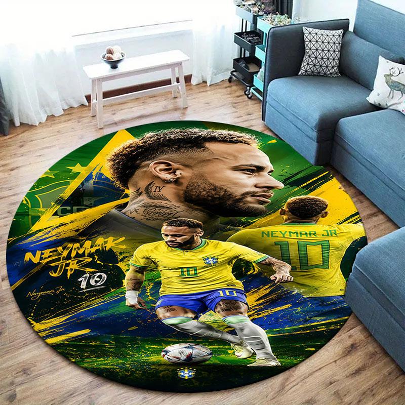 Neymar Round Area Rug,Carpet Rug for Living Room Bedroom Sofa Playroom Decor,Non-slip Floor Mat