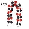 High-density Fabric Leaves Artificial Maple Leaf Garland, Autumn Faux Vine, Black & Red Fall Garland Hanging Vine for Fireplace Front Door