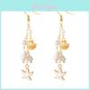 Pearl Shell Geometric Earrings With Electroplated Finish For Summer Beach Fashion