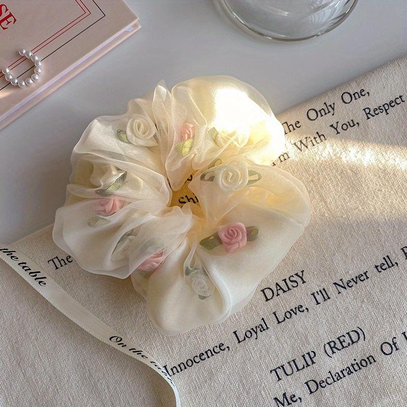 1pc Summer New Mesh Sensation Meatball Head Large Intestine Hair Ring Women s Headband,Small and Fresh Style Hair Rope Headpiece