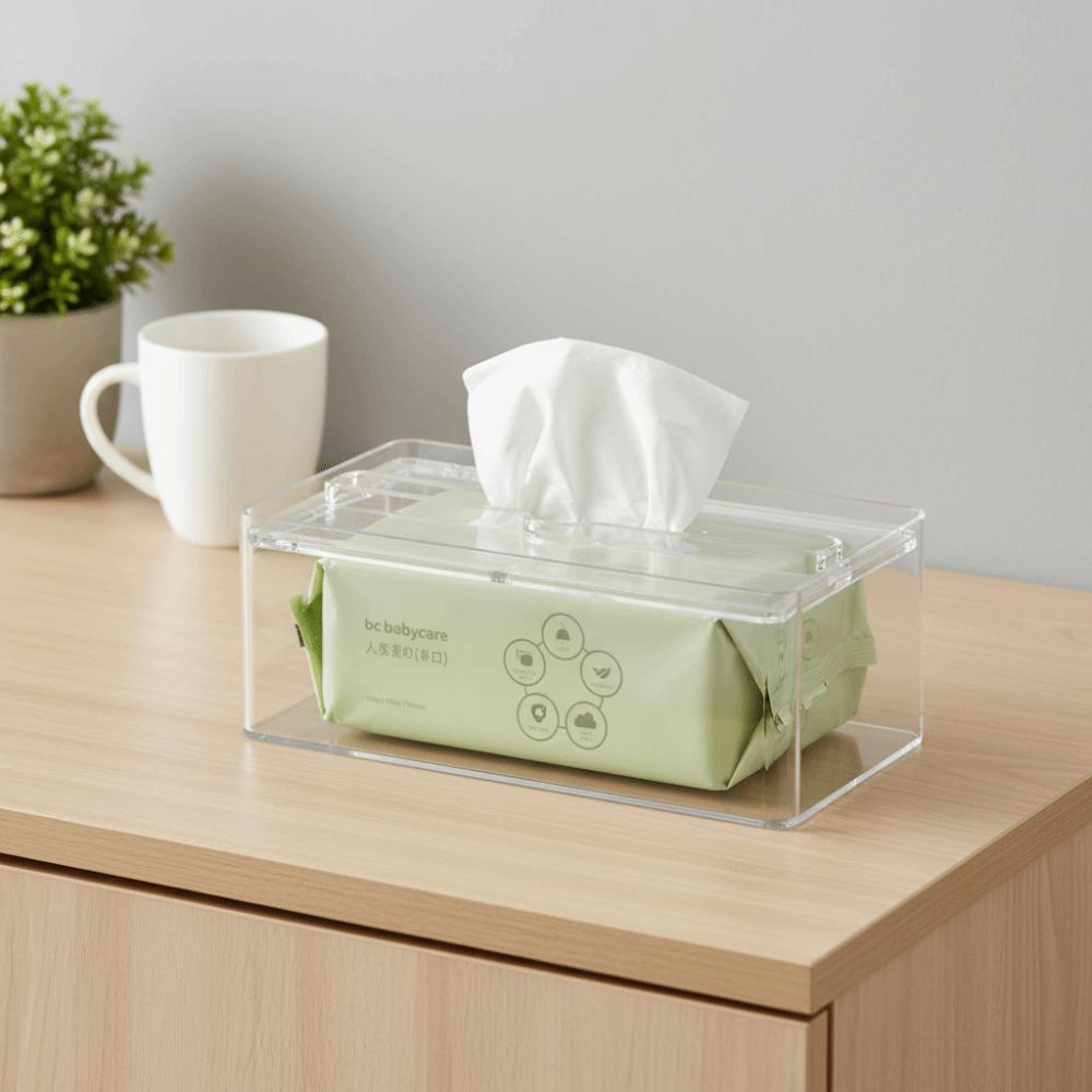 Multi-Functional Transparent Tissue Box Rectangular Napkin Storage Case  Living Room