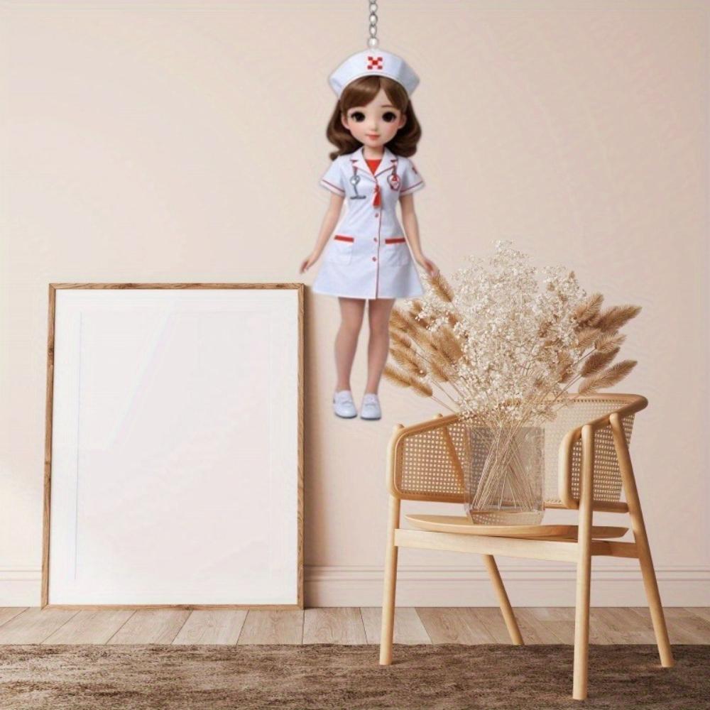 Elegant and Beautiful Acrylic Nurse Keychain - Medical Uniform Nurse Theme Keyring for Nurses Day Pendant Gift Souvenirs for Friends