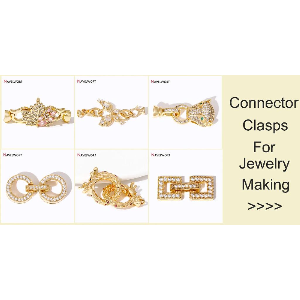 14K Gold Plated Brass With Zircon Spacer Beads Separator For Beads DIY Bracelet Necklace Making Accessories Jewelry Materials