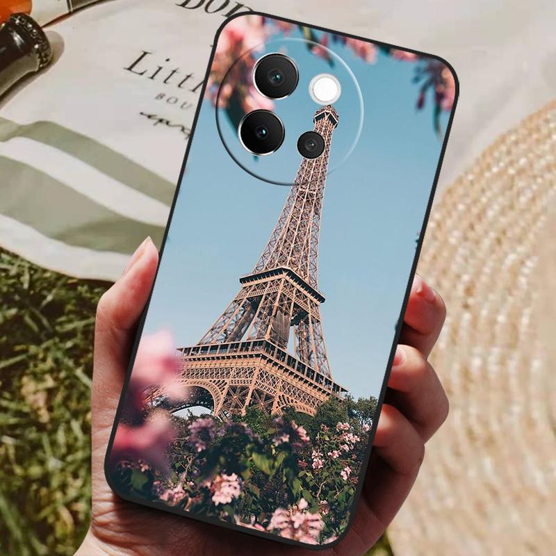 For VIVO V40 Lite 5G Case Soft Silicone Cover Black Bumper TPU For Vivo V40 Lite 5G Phone Cases V40Lite Shockproof Back Covers
