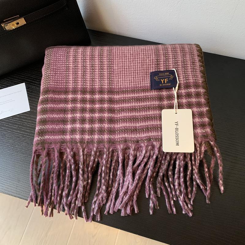 Korean high-end atmosphere retro British plaid with scarf shawl women's autumn and winter versatile warm scarf