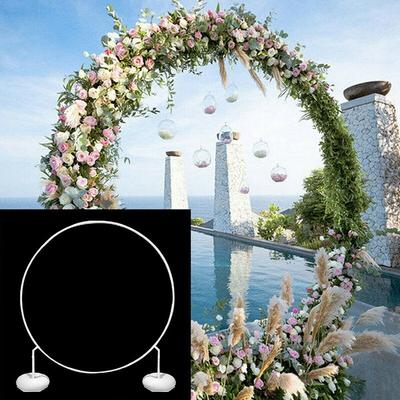 1.5M/2M Circle Balloon Arch Frame Ring Round Balloon Column Stand Holder DIY Wreath Frame for Wedding Birthday Baby Shower Party Backdrop Decor