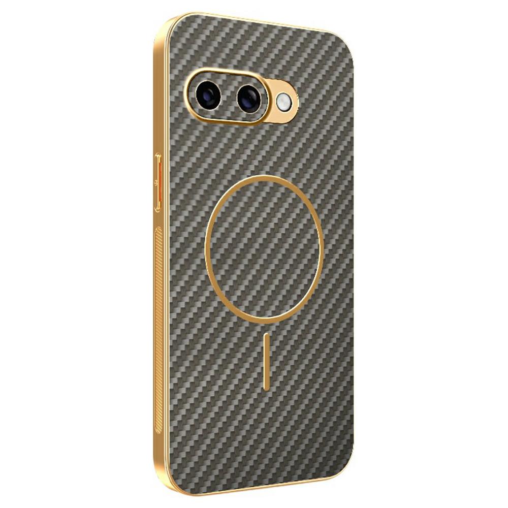 

For Google Pixel 9a Phone Case Carbon Fiber Textured Electroplated TPU Back Cover