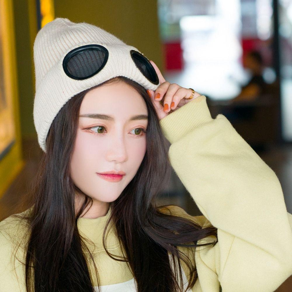 Pullover Cap Pilot Glasses Cap Men Beanie Caps Ski Cap Korean Beanies Knitted Hats Women Wool Caps