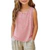 Ärmelloses Tanktop für Mädchen Lässige karierte Weste Leichtes Sommerhemd für Kinder Weicher atmungsaktiver Stoff Bequeme Passform