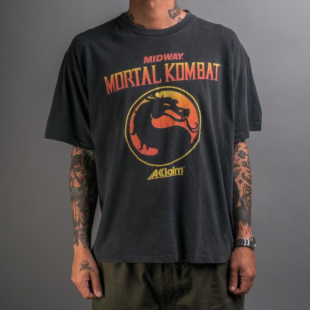 Винтажная футболка унисекс из хлопка, промо-футболка к выходу видеоигры Mortal Kombat 1993 года L