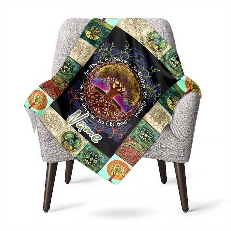 Tree Of Life Customized Your Name Blanket Warm Comfortable Soft Blanket For Chair Office Sofa Bed Sofa Office Camping Suitable For Gifting Relatives