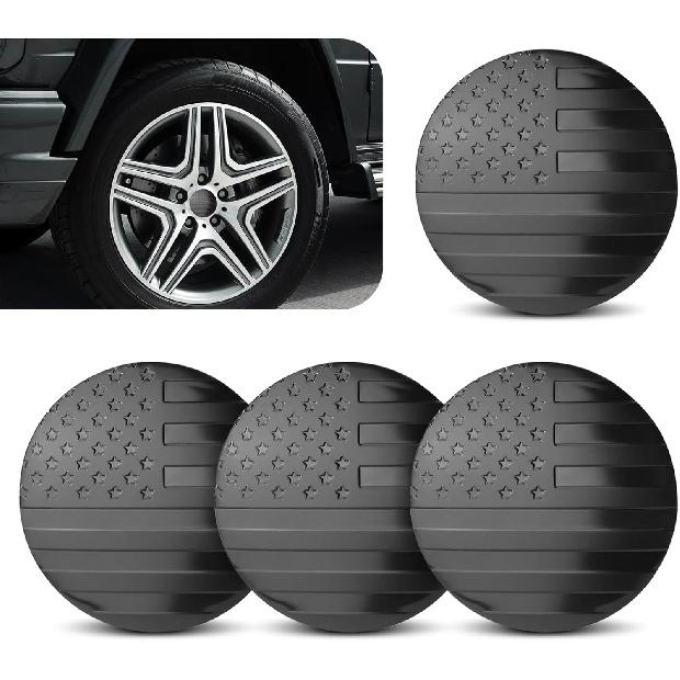Pack-4 Car 2.2  Wheel Center Hub Cap, n Flag Design Waterproof Rim Decoration, Rustproof Durable Round Vehicle Wheel Hub Protective Covers, Universal 4 PCS
