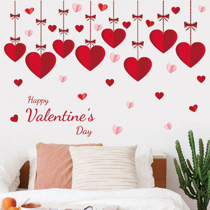 Valentine'S Day Atmosphere Decor Stickers Heart-Shaped Romantic Sweetheart Balloon Stickers For Glass Windows Display Windows