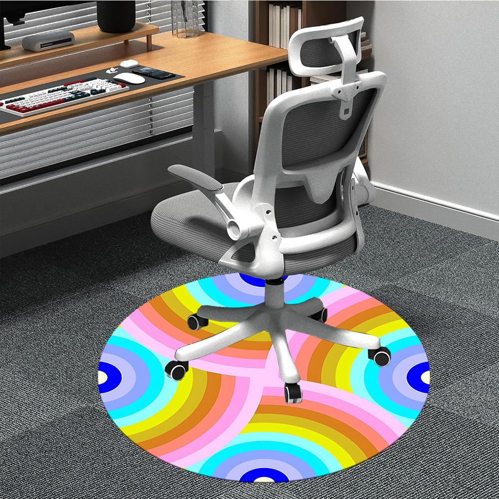 1pc Colorful Circles Chair Carpet for Office, Soft Flannel Throw Mat, Perfect for Office, Holiday Party Decoration Choice yy260320132