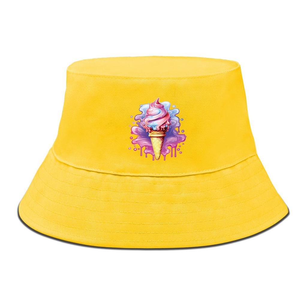 Fischerhut mit lila Eisdruck, Damen Hut faltbar Mode Polyester Beckenmütze