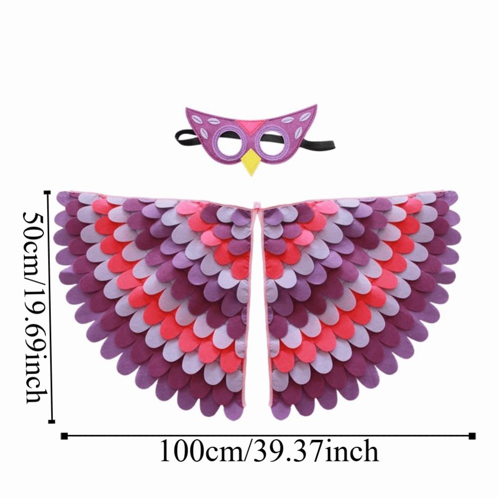 Felt Cloth Halloween Cloak with Mask Bird Wings Robe Halloween Children Costume Cosplay Owl Cape Mask Set Stage Performance