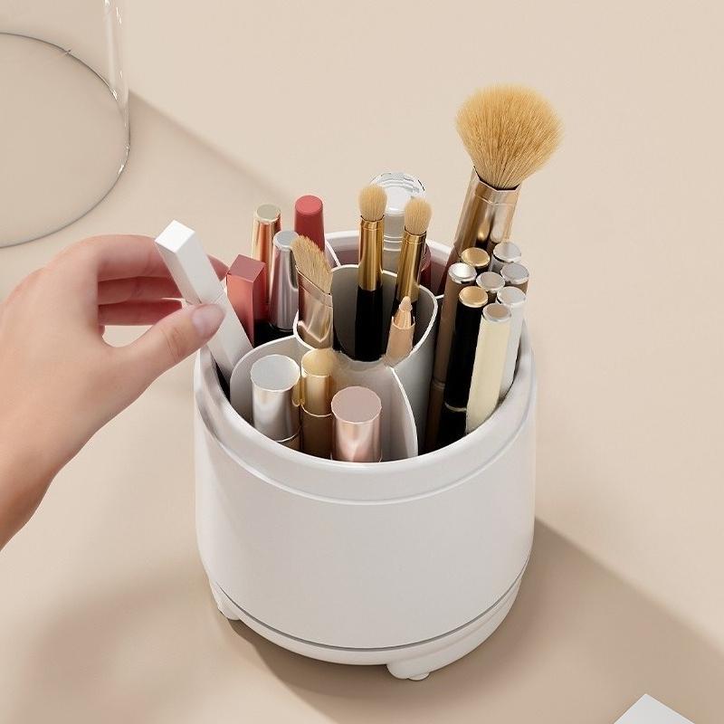 1pc ° Rotating Makeup Box, Detachable Box, Transparent Dust-proof Pen Holder, Eyeshadow Brush Holder, Lipstick Box, Desktop