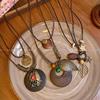 Ethnic Style Retro Disc Leaf Pendant Necklace Female Niche Multi-layer Long Collarbone Chain Popular Match