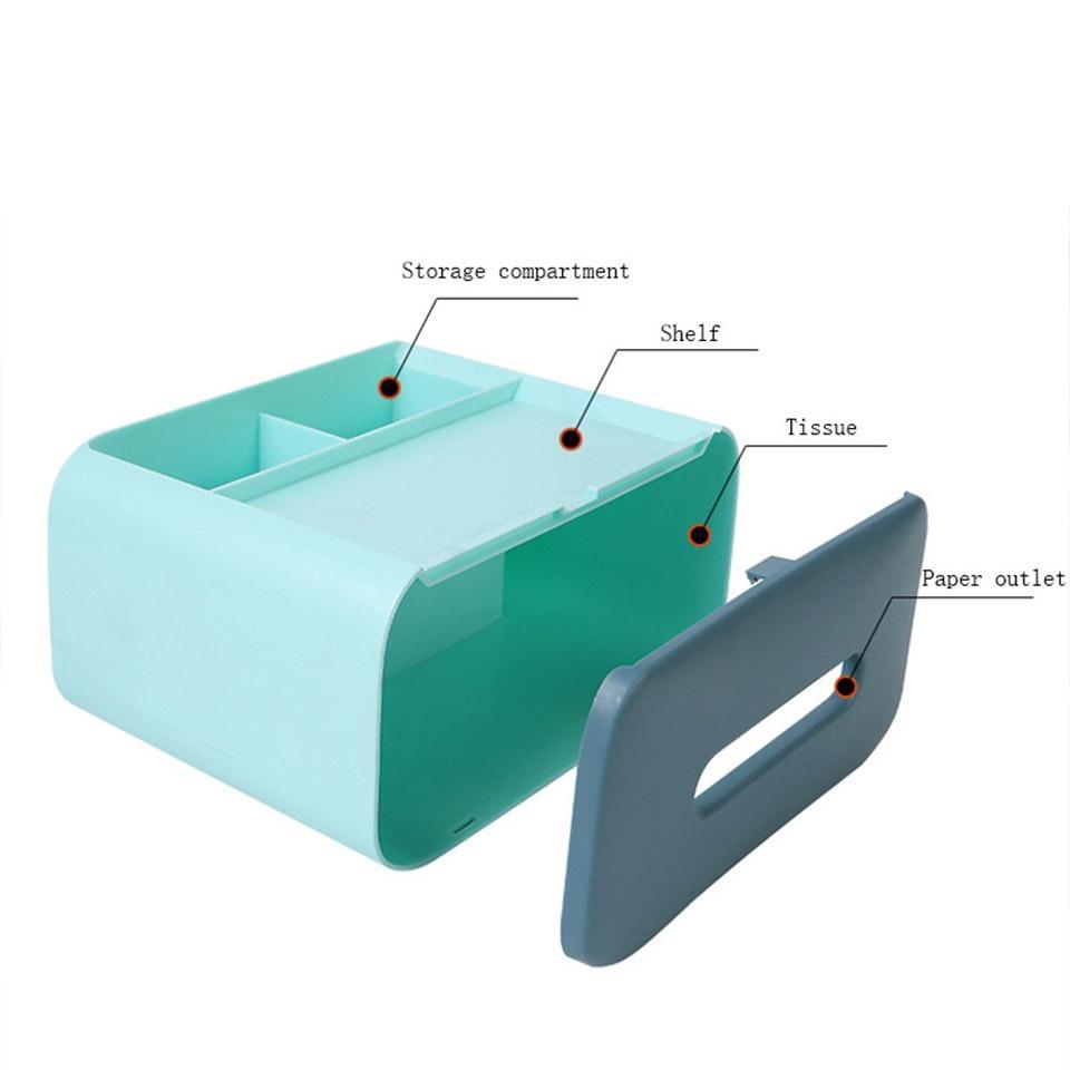 Creative Plastic Multifunctional Tissue Box Remote Control Storage Tissue Box Dust-proof Tissue Cani