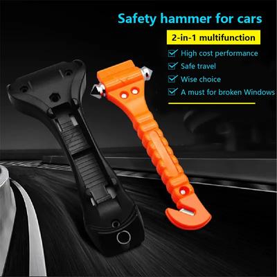 2 pièces Mini Marteau de Sécurité pour Voiture 2 en 1 Sauvetage Évasion Marteau d'Urgence Coupe-Ceinture Brise-Vitre Dispositif de Secours Automobile