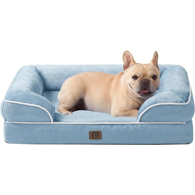 

Нескользящее дно и пенопластовый ящик для яиц, большая кровать для собак со съемным моющимся чехлом, все для собак, моющиеся синие кровати для домашних животных 30 L x 20 W x 6.5 Th