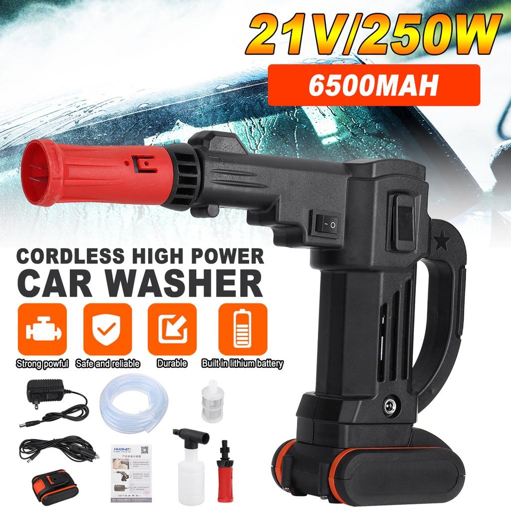 250W 6500mAh High Power Washing Machine ABS Wireless Lithium Battery Car Washer High-pressure Black 21V
