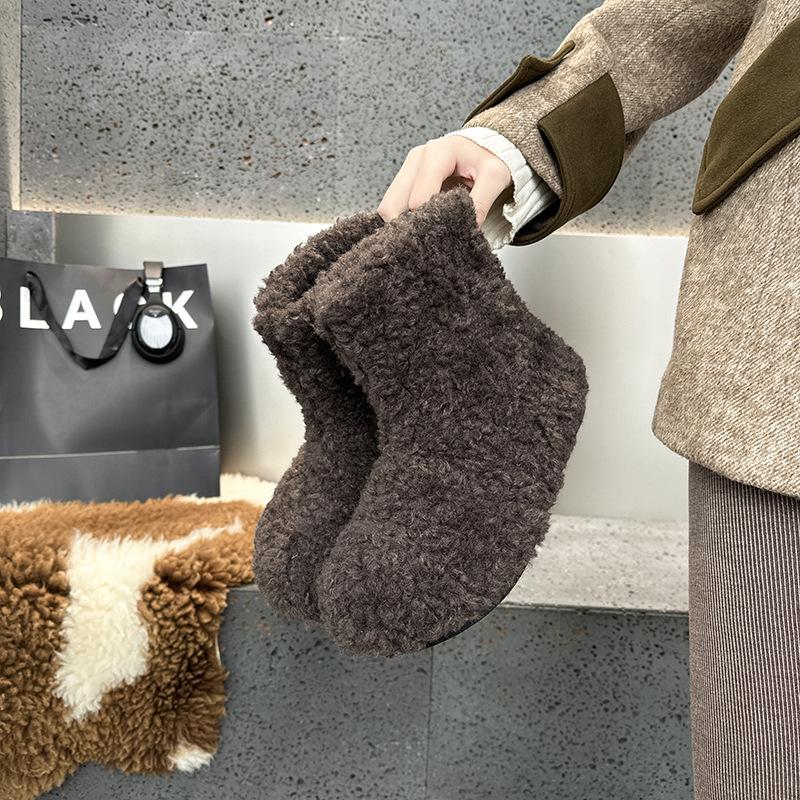 0Cm Korean Version Warm Snow Boots 0000 Winter New Velvet Birkenstock Cotton Shoes Comfortable Versatile Fluffy Shoes Short Boots