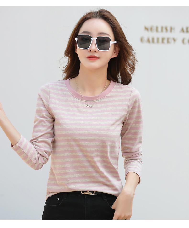 

Женский топ с длинным рукавом и круглым вырезом в ретро-полоску на осень/зиму M