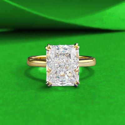 Zhuozhifan Pierścionek ze srebra próby S925 z diamentem o szlifie 'Ice Flower' 8x10mm z białym diamentem wysokowęglowym 8A