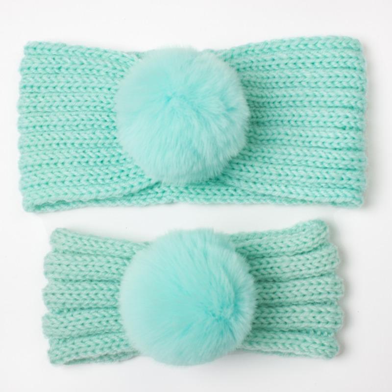 New parent-child autumn and winter warm headscarf set, mother and baby knitted wool headband, girls' headband