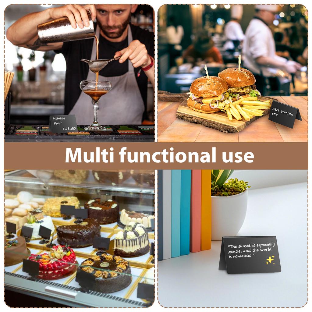 40Pcs Reusable Plastic Mini Chalkboard Sign Versatile Double Sided Chalk Board Food Label for Restaurant Cafe Office