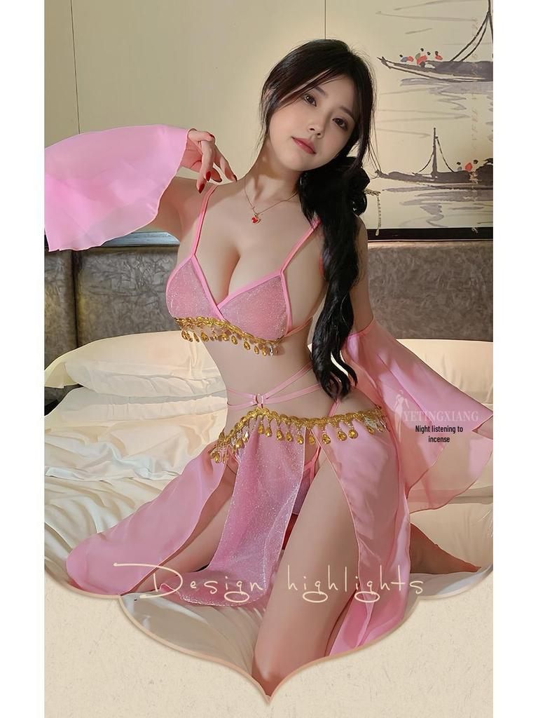 Reines Verlangen Retro Durchsichtiges Dessous-Set: Verführerische Versuchung Nachthemd Morgenmantel