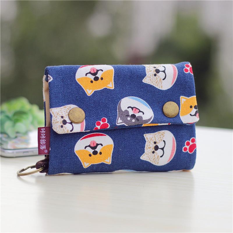 Women's Fold Card Wallet Canvas Cartoon Key Organizer Coin Purse Small Pouch Female Money Bag  for Girls