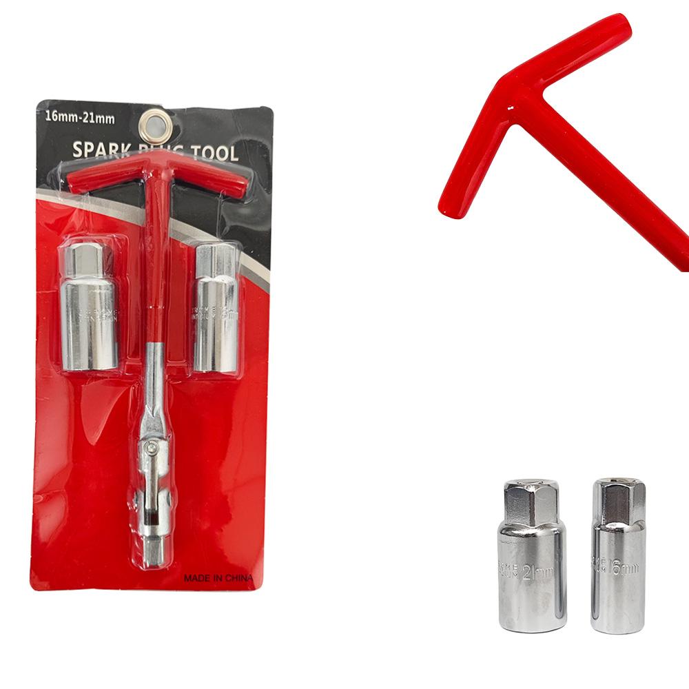 T Handle Spark Plug Wrench Torque Car Socket Wrench With High Quality Spark Plug Wrench Tool Chrome&Socket Wrench&16&21mm красный