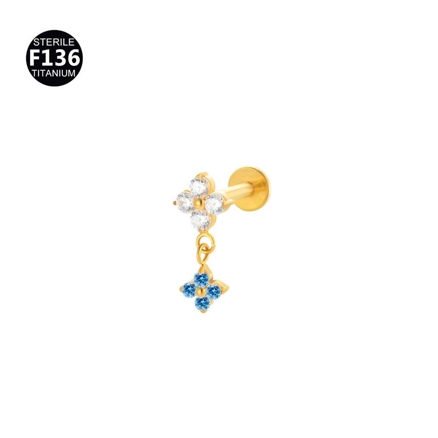 2024 F136 Titanium Flower Cone Pendant Chain Lip, Ear & Tragus Stud with Internal 0.9 Thread