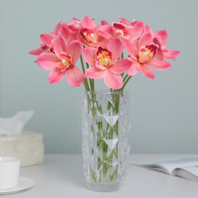 6 Stück Simulierter Cymbidium-Strauß Echte Haptik Künstliche Blumen Kein Verwelken Verblassen Lebendige Farbe Kunstblume