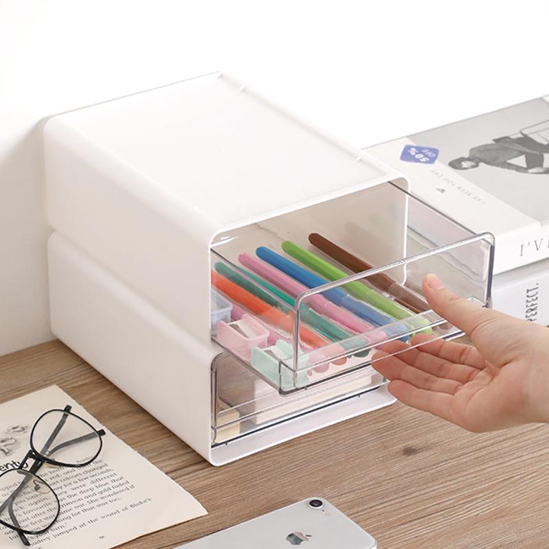 2/3pcs Office Table Clear Storage Boxes Drawer Type Office Workstation A4 File Organizer Storage Box Study Stack Storage Cabinet