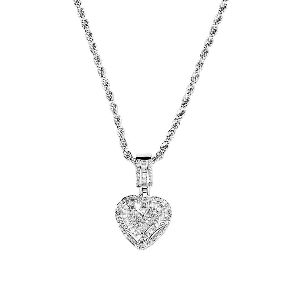 YYN European American Niche Gold-Plated Heart Zircon Hip-Hop Rope Chain Sweater Necklace for Women