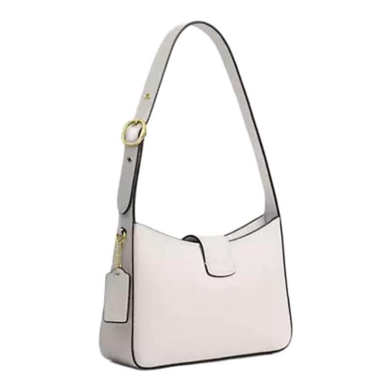 Coach Eliza 25 Logo Classic Calfskin Shoulder Bag Medium Women's White
