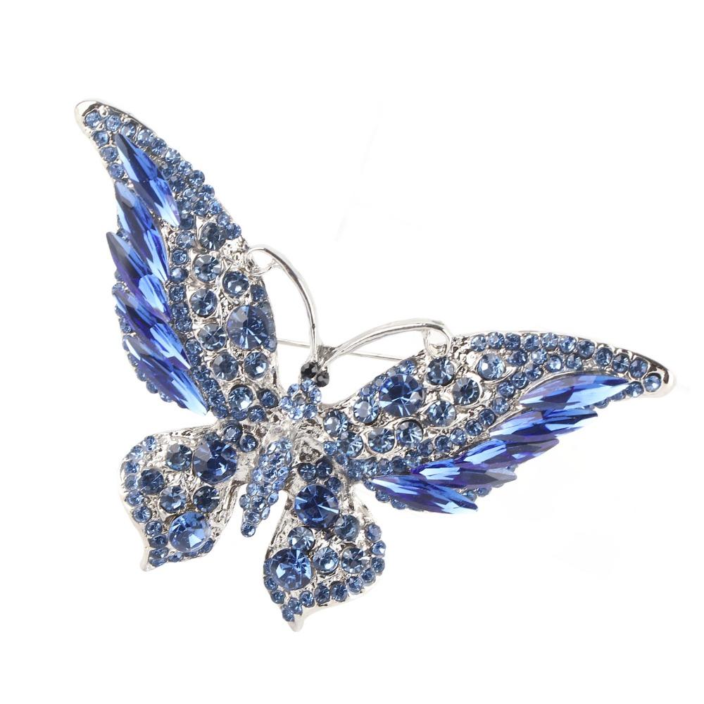 2pcs Exquisite Design Crystal Rhinestone Brooch Butterfly Corsages Brooch For Women