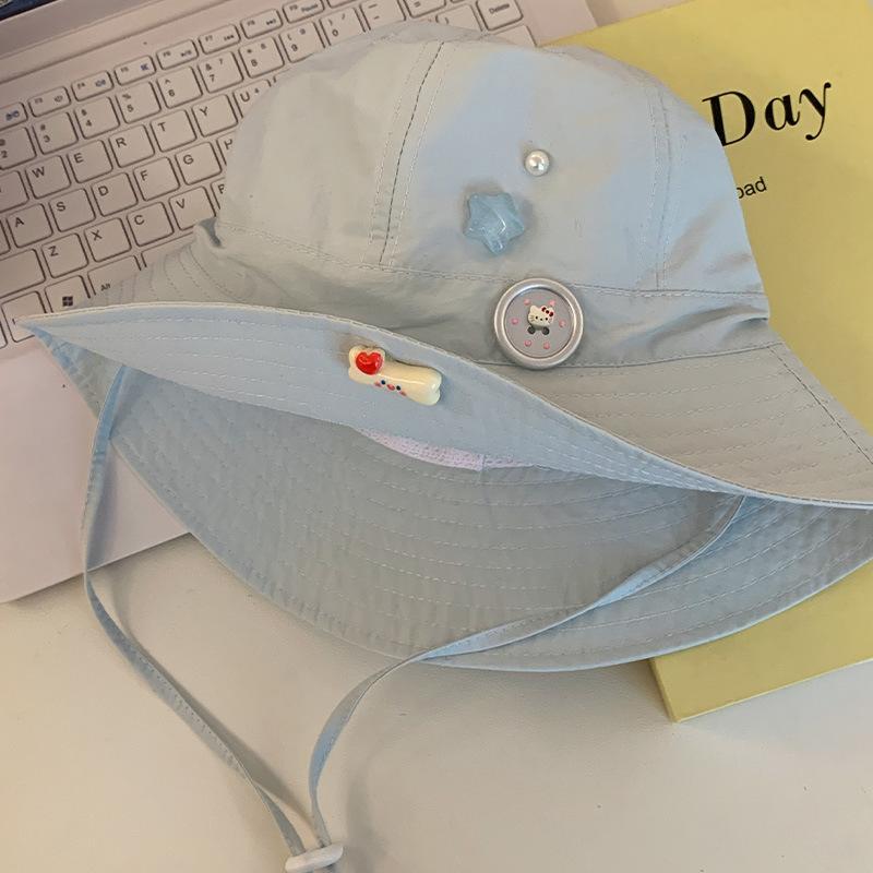 

Милая красная бабочка, быстросохнущая панама, женская летняя тонкая дышащая шляпа с отворотом, солнцезащитная шляпа от солнца M（56-58cm） светло-синий