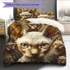 Hairless Cat Pattern Bedding Home Decoration Birthday Gift (1 * Duvet Cover + 2 * Pillowcase, Without Core)