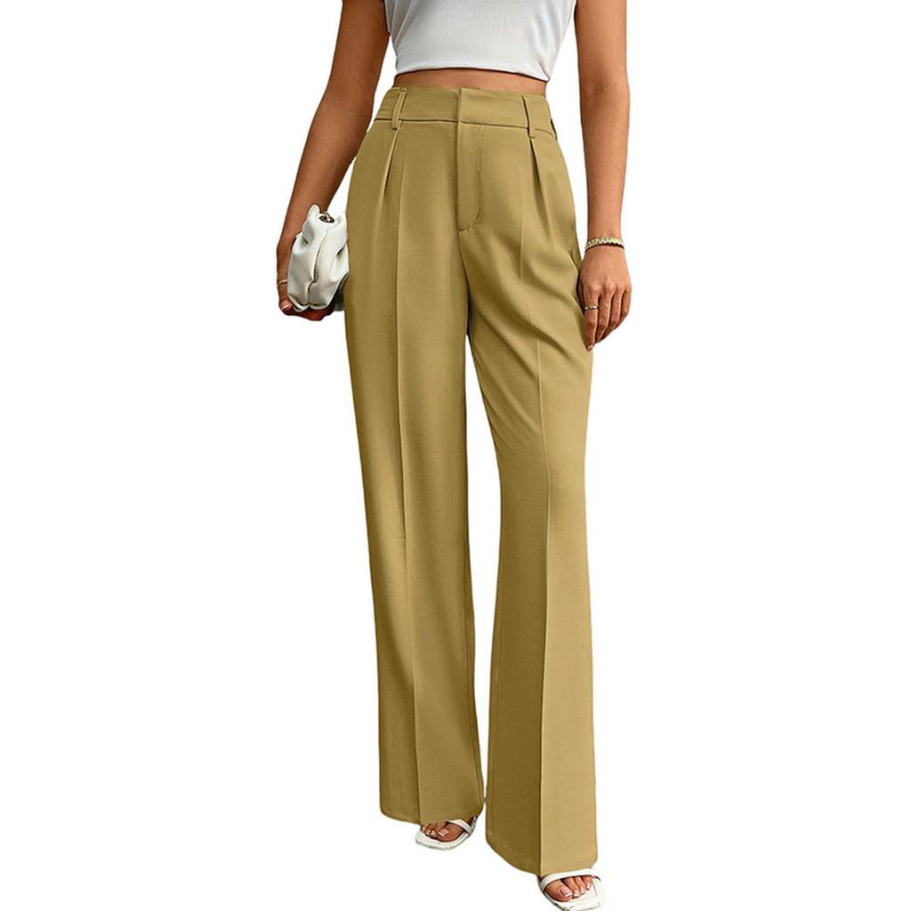 Women's Casual Business High-Waisted Loose Straight Wide-Leg Suit Pants